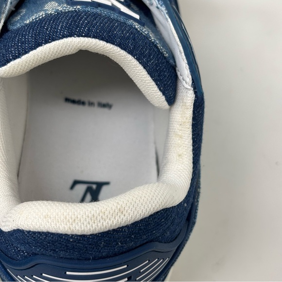 LOUIS VUITTON LV TRAINER SNEAKER DENIM BLUE WHITE SIZE 37 - Picture 11 of 14